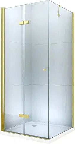 Vane MEXEN/S - Sprchovací kút zalamovací Lima 100x90, číre sklo, zlatý + vanička 856-100-090-50-00-4010