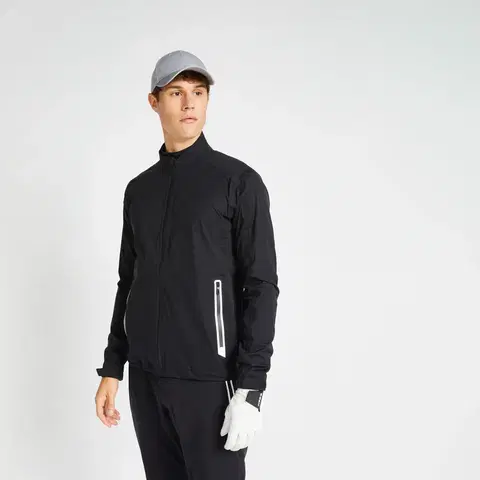 bundy a vesty Pánska nepremokavá golfová bunda do dažďa RW500 čierna