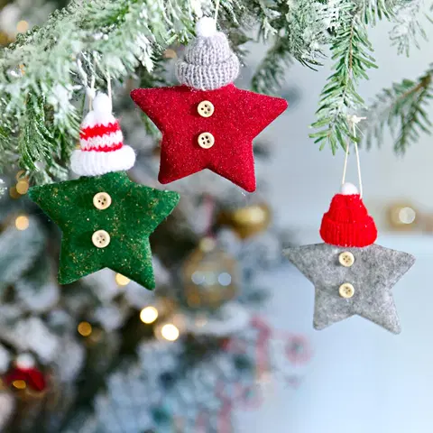 Vianočné dekorácie 3 plstené vianočné hviezdy