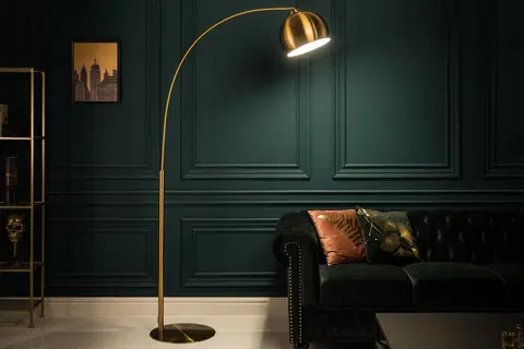 Stojace lampy LuxD 24874 Štýlová stojanová lampa Arch 205 cm zlatá Stojanové svietidlo