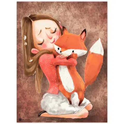 Obrazy do detskej izby Obraz na stenu - Dievča s líškou