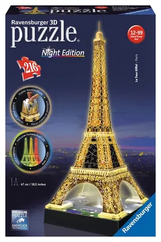 Hračky puzzle RAVENSBURGER - Eiffelova Veža (Nočná Edícia) 3D 216D