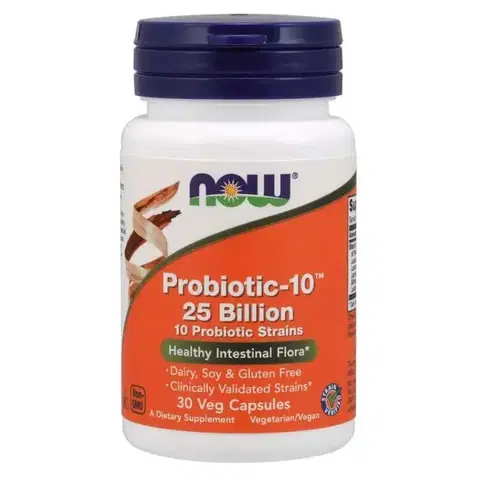 Probiotiká a tráviace enzýmy Now ProBiotic-10 25 miliárd CFU