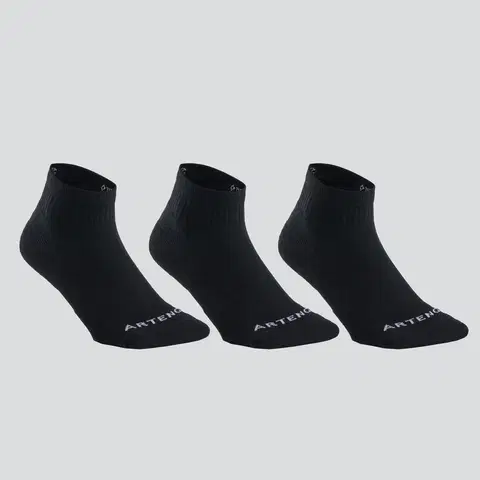 bedminton Stredne vysoké tenisové ponožky RS 100 3 páry čierne
