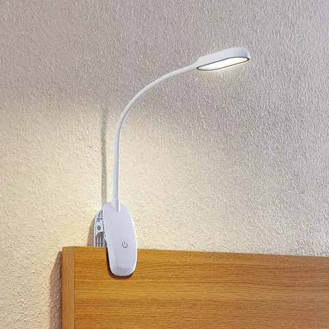Stolové lampy s klipom PRIOS Prios Najari upínacia LED lampa, biela