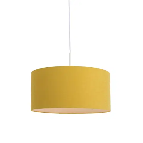 Zavesne lampy Závesná lampa biela so žltým odtieňom 50 cm - Combi 1