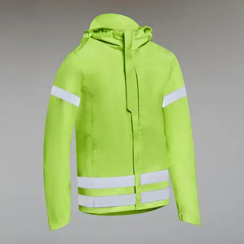 bundy a vesty Detská cyklistická bunda do dažďa 500 žltá reflexná
