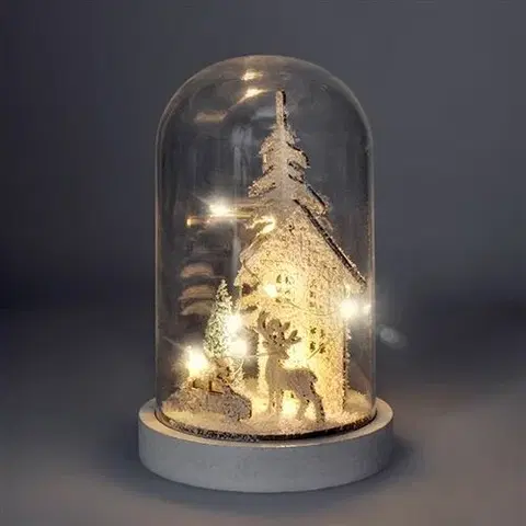 Vianočné dekorácie Solight LED vianočný Zasnežený domček, biela, 18 cm, 10x LED, 2x AA