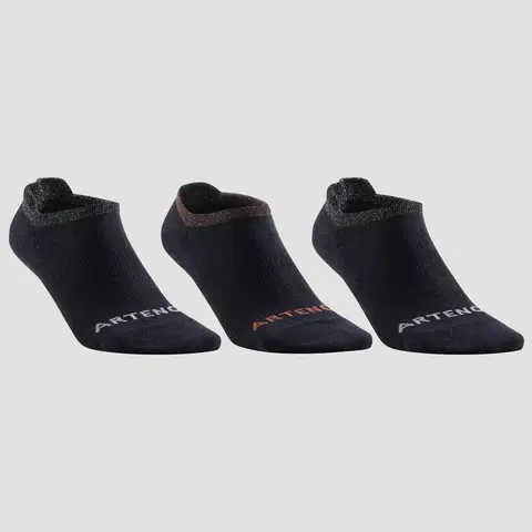 bedminton Športové ponožky RS 160 nízke čierne trblietavé 3 páry