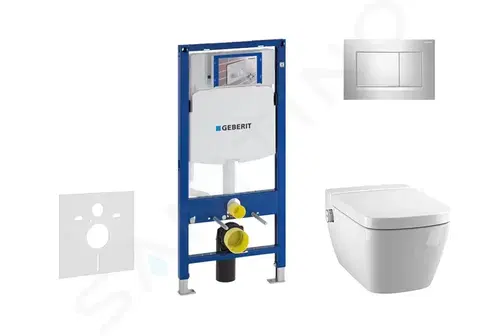 Záchody GEBERIT - Duofix Modul na závesné WC s tlačidlom Sigma30, lesklý chróm/chróm mat + Tece One - sprchovacia toaleta a doska, Rimless, SoftClose 111.300.00.5 NT6