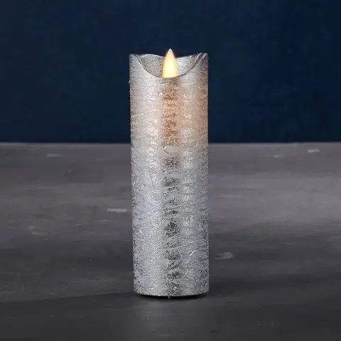 LED sviečky Sirius LED sviečka Sara Exclusive, strieborná, Ø 5cm, výška 15cm