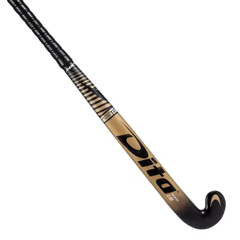 hokej Hokejka CarboTec C85 na pozemný hokej pre skúsených hráčov low bow 85 % karbónu zlato-čierna