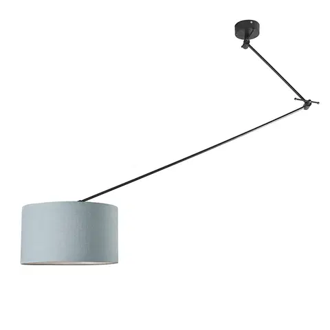 Zavesne lampy Závesná lampa čierna s tienidlom 35 cm svetlo modrá nastaviteľná - Blitz I.