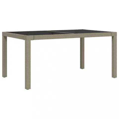 Záhradné stoly Záhradný stôl 150x90x75 cm sklo / polyratan Dekorhome Béžová / čierna
