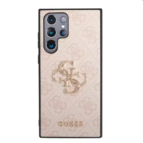 Puzdrá na mobilné telefóny Zadný kryt Guess PU 4G Metal Logo pre Samsung Galaxy S23 Ultra, ružová 57983112880