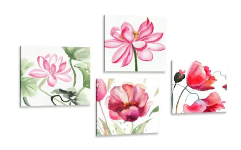 Zostavy obrazov Set obrazov akvarelové kvety