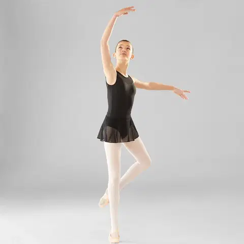 balet Dievčenský baletný trikot z dvojitého materiálu čierny
