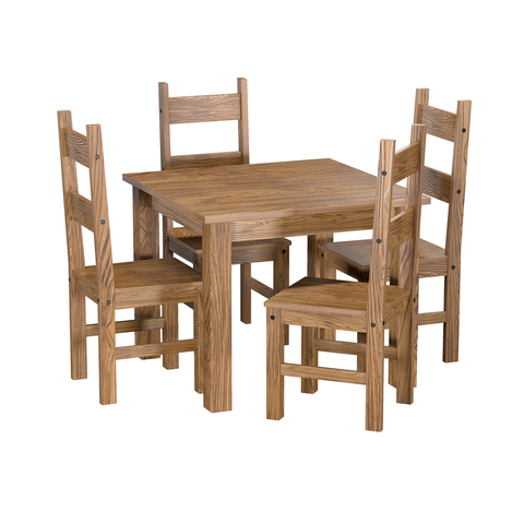 Jedálenské sety Jedálenský stôl 92x92 + 4 stoličky EL DORADO dub antik