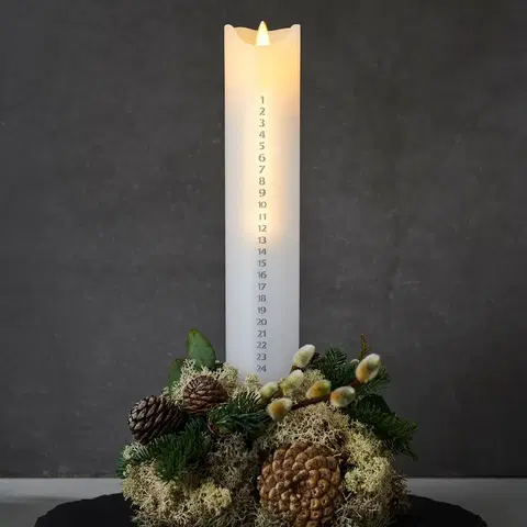 LED sviečky Sirius LED sviečka Sara Calendar biela/striebro V 29 cm