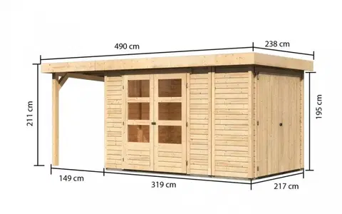 s prístreškom Drevený záhradný domček RETOLA 3 Lanitplast 468 cm