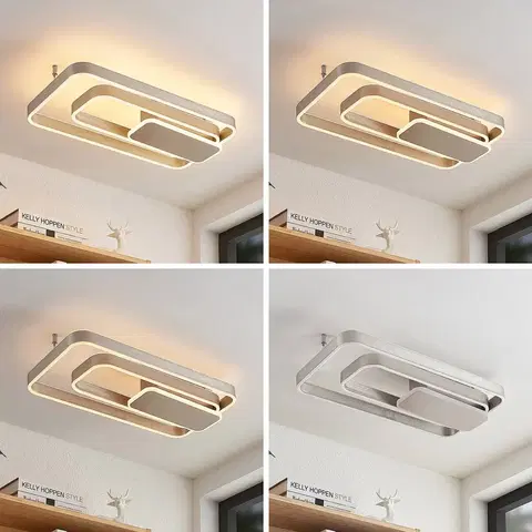Stropné svietidlá Lucande Lucande Kadira stropné LED svetlo, 60 cm, nikel