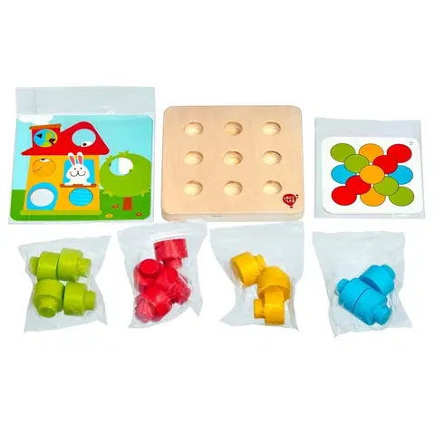 Náučné hračky LUCY & LEO - 220 Farebná mozaika - drevená hra s veľkými kolíkmi a predlohami