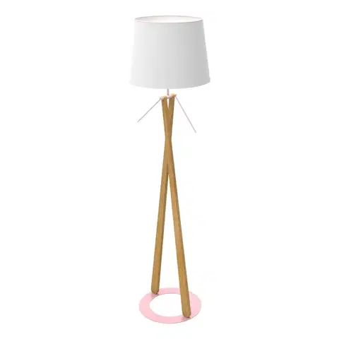 Stojacie lampy Aluminor Lampa Zazou LS textilné tienidlo, ružový podstavec