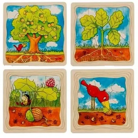 Drevené hračky Goki Drevené viacvrstvové puzzle Ako rastie strom