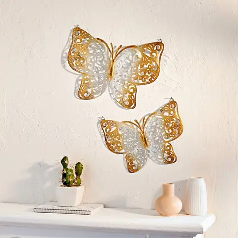 Drobné dekorácie a doplnky 2 kovové motýle