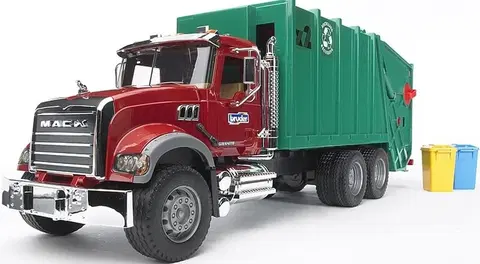 Hračky - dopravné stroje a traktory BRUDER - 2812 Nákladné auto MACK Granit smetiar zelený
