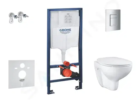 Kúpeľňa GROHE - Solido Set predstenovej inštalácie, klozetu a dosky Bau Ceramic, softclose, tlačidlo Even, chróm SANI15BB1100