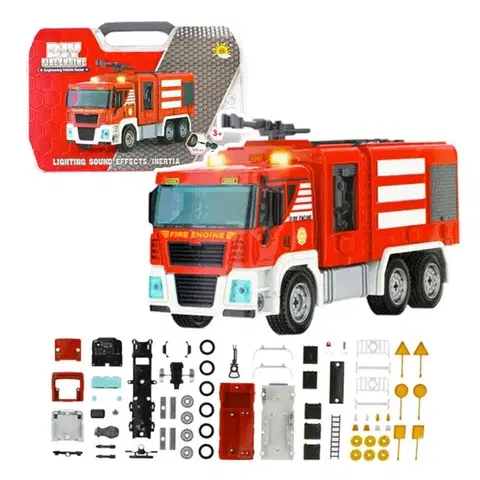 Hračky - autíčka MEGA CREATIVE - Auto hasičské v kufríku stavebnica šróbovacia
