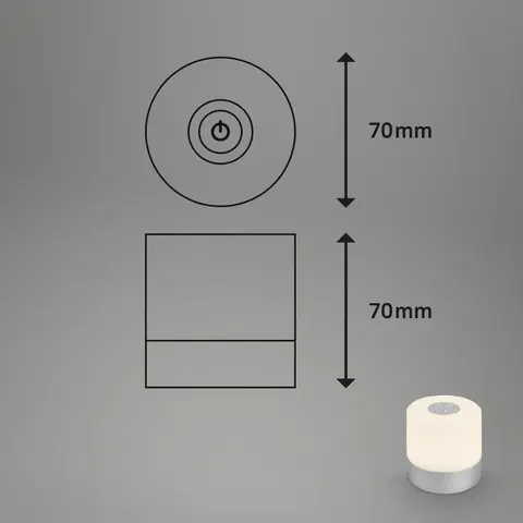 Vonkajšie osvetlenie terasy Briloner Stolová LED lampa 74610 batéria 2 700K chróm matná