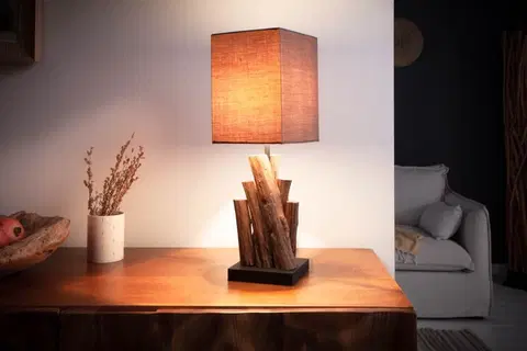 Stolné lampy LuxD 24202 Set 2ks - dizajnová stolná lampa Desmond 45 cm hnedá - ironwood