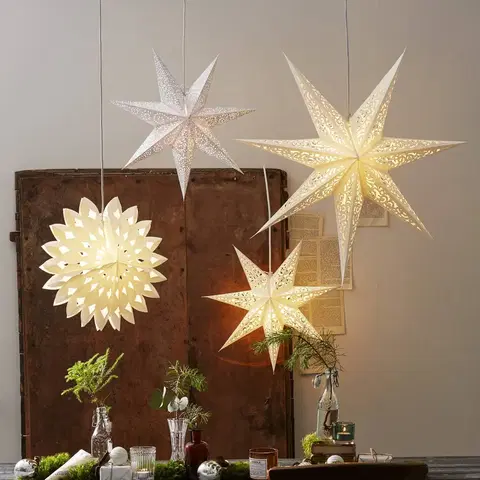 Vianočné svetelné hviezdy STAR TRADING Papierová hviezda Lace bez osvetlenia Ø 80cm biela