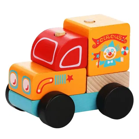 Hračky - dopravné stroje a traktory CUBIKA - 13166 Cirkusový voz - drevená skladačka 5 dielov