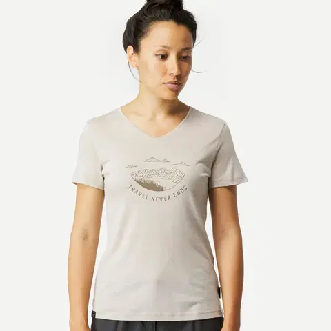turistic Dámske tričko Travel 500 z vlny merino s krátkym rukávom