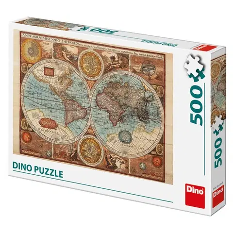 500 dielikov Dino Toys Puzzle Mapa sveta z roku 1626 500 Dino