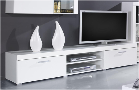 TV stolíky CAMA MEBLE Samba REG8 tv stolík biela / biely lesk
