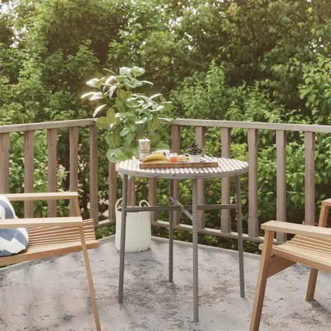 Záhradné stoly Záhradný čajový stolík polyratan Dekorhome Sivá