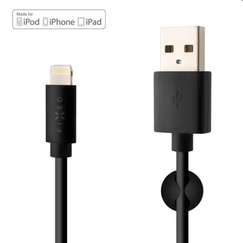 Dáta príslušenstvo FIXED Dátový a nabíjací kábel USB/Lightning MFI, 12 W, 1 m, čierny FIXD-UL-BK