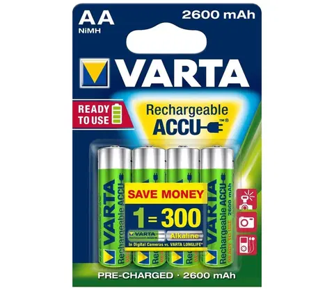Predlžovacie káble VARTA Varta 5716 - 4 ks Nabíjacia batéria ACCU AA NiMH/2600mAh/1,2V 