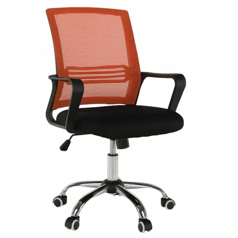 Kancelárske kreslá Kancelárska stolička, sieťovina oranžová/látka čierna, APOLO NEW