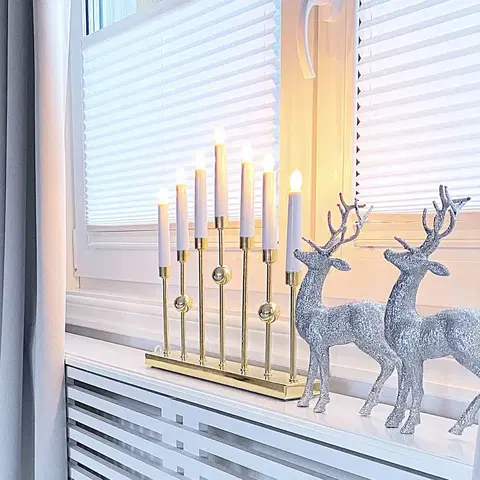 Vianočné osvetlenie do okien STAR TRADING Svietnik Gustavo 7-pl. zlatý