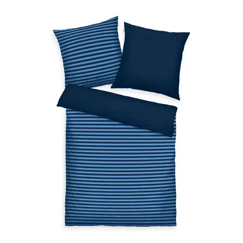 Obliečky Tom Tailor Bavlnené obliečky Dark Navy & Cool Blue, 200 x 220 cm, 2 ks 80 x 80 cm
