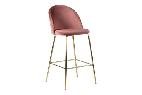 Barové stoličky Norddan Dizajnová barová stolička Kristopher, ružová / mosadz
