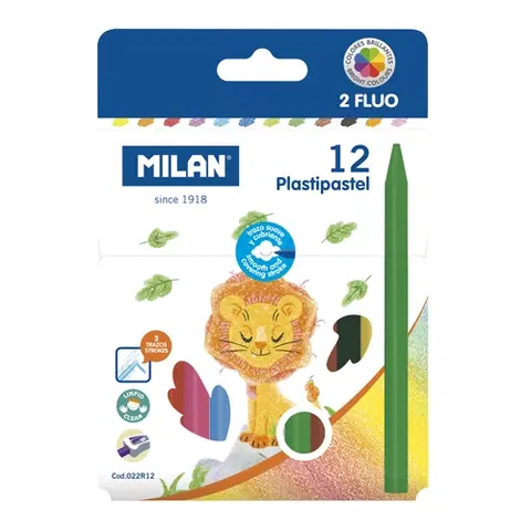 Hračky MILAN - Pastelky plastické 10 ks + 2 ks FLUO