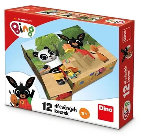 Obrázkové kocky Dino Toys Drevené kocky Bing 12 Dino